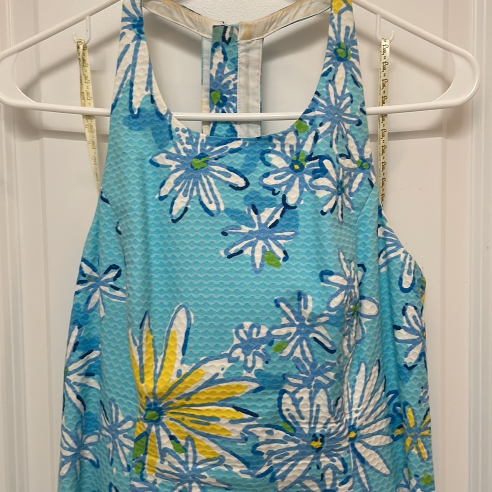 Lilly Pulitzer turquoise flowered dress, size 4 - Picture 3 of 5